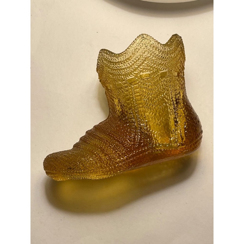 Vintage Amber Bootie Toothpick Holder Ribbon